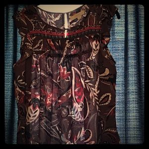 Purple Paisley Sleeveless Blouse Loft Large